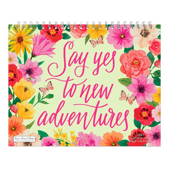 BrownTrout; Bonnie Marcus OFFICIAL | 2027 7.5 x 6 Inch Monthly Double-View Easel Desk Calendar; Category:Desk Calendars; Image:1